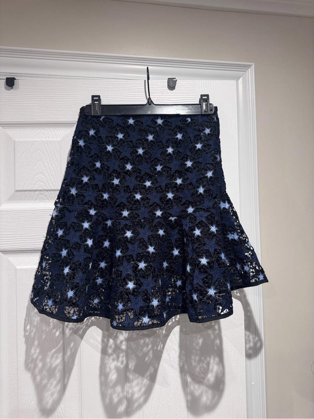 Sandro Navy Star Lace Skater Skirt